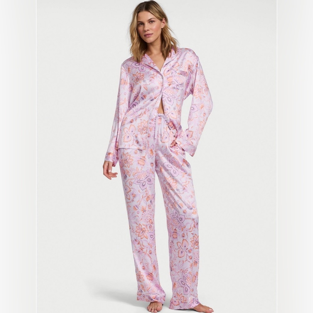 Victoria’s Secret Butterfly Satin Long Pajama Set size XXL